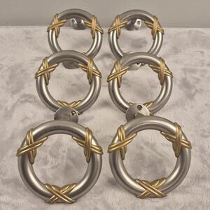 Drapery Hold Backs Silver & Gold Curtain Holdbacks Round Metal Tie Back Set of 6